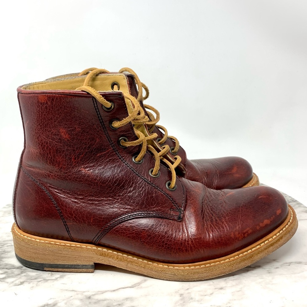 Will Leather Goods Lace Up Leather Combat Moto Boots 38/6MNS/8WMS Gorpcore - Picture 2 of 16